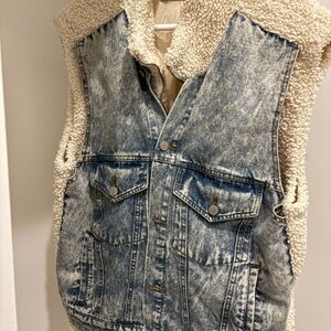 Denim Sherling Oversized Vest.